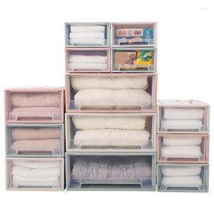 Clothing Storage Drawer Type Shoe Box Thickened Transparent Foldable Save Space Plastic Organizers B1