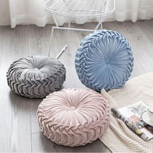 Pillow Fashion Super European Luxury Velvet Throw Round Fabric Handmade Pleated Pumpkin Seat Sofa Decoration