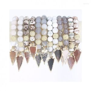 Bracelets de charme BM20588 Brown Jasper Arrowhead Bracelet Agate Geode Drruzy Stone Contas