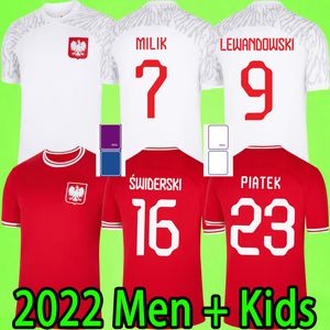 Polska 2022 Koszulki piłkarskie Lewandowski Men Kid Kit Polonia 2023 Zieliinski Milik Zalewski Szymanski Polski koszulka piłkarska Polen