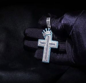 14K Iced Out Glow Cross Pingente Pingente Hiphop Bling Charm Micro Pave Pavimenta Jóias de Moda de Zircão Cúbica