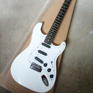 6 Strings White Electric Guitar with SSS Pickups Rosewood Fretboard Customizable