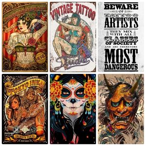 Tattoo Metal Painting Metal Sign Tatoo Shop Studio Iron Plate Wall Crafts Decoração