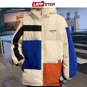 Herren Daunenparkas LAPPSTER Y2k Patchwork Winter Bubble Coat Japanische Streetwear Windjacke Koreanische Pufferjacke Lustige schwarze Kapuzenjacken 221129