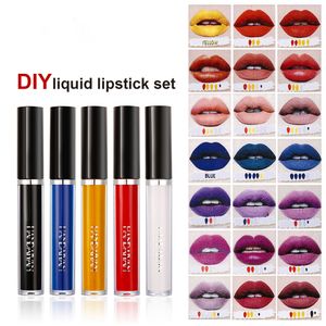 Set di rossetti liquidi da 5 pezzi Colori fai-da-te Pigmento Lucidalabbra Rossetto impermeabile Idrata Trucco tinta trasparente