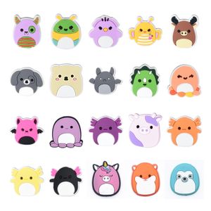 1pcs Kawaii Animal Croc Charms PVC Shoes Decoration Clog Sandals Wristband Accessories For Girls Children's Birthday Party Gifts squish mallow