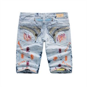 Jeans masculinos 2023 Novo designer de verão Robin usa calças jeans de cristal jeans por atacado shorts azul 30-42