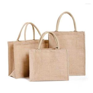 Storage Bags Jute Eco Shopper Bag Friendly Burlap Shoulder Grocery Food Handbags Tote Beach Shopping Travel DIY Art Craft