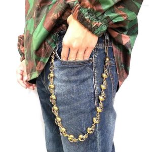 Belts Unisex 316L Stainless Steel Gold-Color Skull Skeleton Biker Rider Jeans Chain Belt