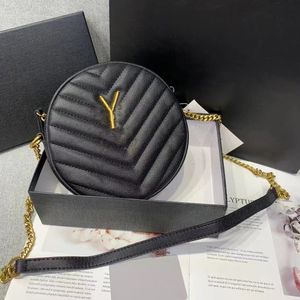 Lyxdesigner runda väskor för kvinnor läder guldkedja crossbody väska handväskor mode