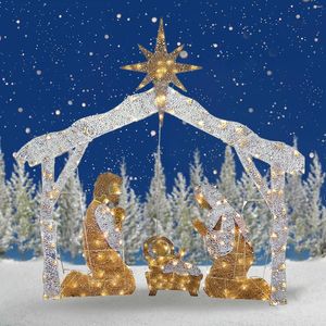 Christmas Decorations Inserting Garden Outdoor Card Holy Family Nativity Scene Yard Board Giant Decor Decoration Outdoo Lawn Plug In Stakes