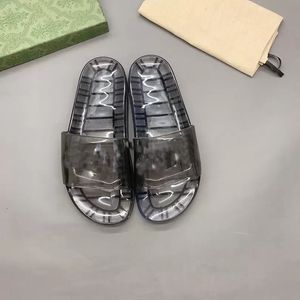 Sheer Logo Slides Designer Luxury Women Men Slippers Transparent Jelly Couple Slipper Summer Sandals Fashion Shoes Top Quality With Box Size 36-46 TopsportmarketDH