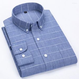 Camicie casual da uomo Camicia a quadri da uomo Colletto con bottoni rovesciati Maniche lunghe Vestibilità slim Fashion Smart Dress Abbigliamento da uomo