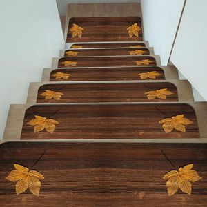 Carpets Leaf Plank Pattern Non-Slip Security Stair Mat Tread Mute Self-Adhesive Indoor Floor Mats For Home Bedroom Door