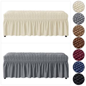 Stol t￤cker Seersucker Piano Cover Elastic All-Inclusive Long Bench Rectangular Solid Color Pall matsal