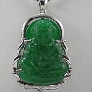 Vackra smycken Lucky Green Jades Buddha Pendant Halsband