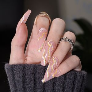 NOVAS Linhas de ondas de unhas vestíveis Pressione Pressione em Nails Art Diy Top Manicure Dicas de moda simples Manicures falsas brancas brancas