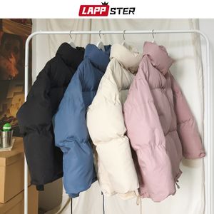 Mens Down Parkas Lappster Men Solid Thick Winter Colorfuls Bubble Coat Korean Fashions Pockets Puffer Jacket Women Beige Parka Jackor 221129