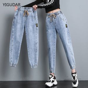 Jeans femininos harem calças vintage cintura alta mulher tornozelo comprimento mãe cowboy jeans para mulheres 221128