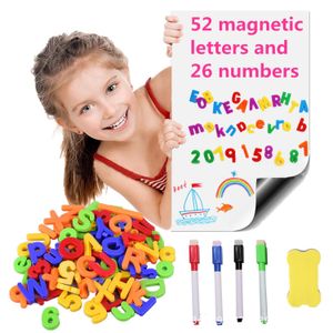 Christmas Decorations 84PCS Letter Number Symbol Fridge Refrigerator Magnets Stickers Set with Whiteboard Eraser Pens for Kids Birthday Christmas Gift 221129