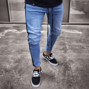 Jeans masculinos para homens longos moda de moda de primavera rasgada esbelta calças de lápis magras, calças de hiphop roupas roupas