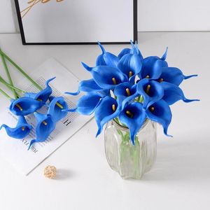 Fleurs décoratives 10 pièces bleu fleur artificielle PU Calla Lily mariage maison El décoration fête bricolage décorations plantes