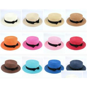 Stingy Brim Hats Man Women St Hat Summer Beach Hats Children And Adt Size Flat Top Men Boater Bowler Drop Delivery Fashion Accessori Dhbvf on Sale