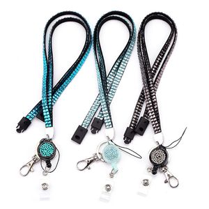 Bling Rhinestone Crystal Neck Lanyard Strap Custom Lanyard With Badge Reel for iphone 14 13 12 X XS 8 7 6 plus samsung S9