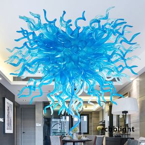 Lampade a sospensione di arte moderna Colore blu 40x48 pollici Illuminazione veneziana Lampadario in vetro soffiato a mano stile Murano Lampadario a LED Illuminazione a soffitto Decor Lampadari LR1432