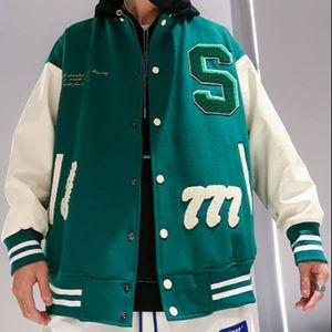 Mens jaquetas americanas letras bordadas jaquetas de casacos de rua costura de beisebol uniforme de beisebol casal grande tamanho solto jaqueta retro 221129