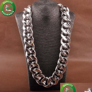 Łańcuchy krawężnik łańcuch kubańskiego łańcucha biodrowego biżuterii menów gruby długi projektant naszyjnik moda duża masywna vintage choker loded out ra dhgarden dhyfq