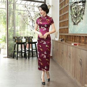 Ubranie etniczne Szanghaj Historia 2022 Chińska tradycyjna długa sukienka Qipao styl folk Faux Silk Cheongsam Oriental 6 Kolor