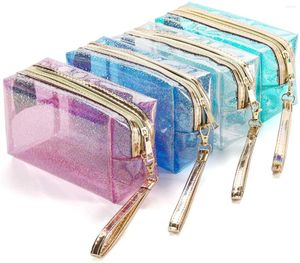 Storage Bags Waterproof Cosmetic PVC Transparent Zippered Toiletry Bag With Handle Portable Clear Makeup Swimming Pouch Handbags