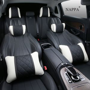 Luxury Car Pillow Nappa For Mercedes Benz Maybach S-Class Headrest Leather Automobile Travel Neck Rest Pillows Support Cushion