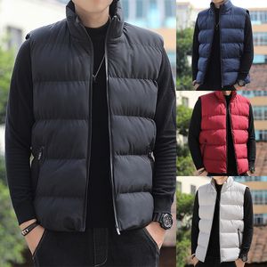 Mens Down Parkas Colete Jaqueta Outono Inverno Grosso Roupas Quentes Algodão Acolchoado Sem Mangas Jaquetas Moda Roupas Coletes de Cor Sólida Casacos 221129