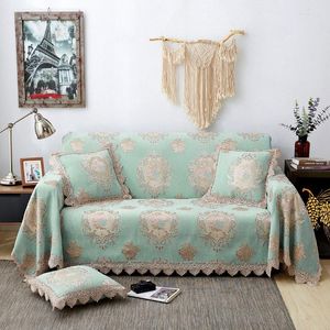 Stol täcker europeisk stil vintage chenille jacquard spets soffa kast täcker all-inclusive damm soffa slipcover protector non-halp handduk