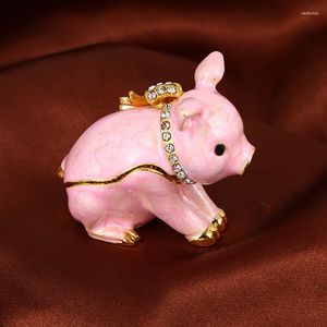 Storage Bottles 1pc Pig Trinket Jewelry Box Animal Collectibles Ring Holder 50 30 45mm Necklace Earrings Birthday Gifts