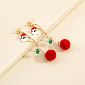 Dangle Earrings Christmas Creative Cartoon Santa Tassel Lady Wool Ball Star