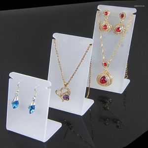 Jewelry Pouches 3pcs Acrylic L-Shap Frosted Display Stand Earring Necklace Pendant Chain Holder Ear Drop Studs Storage Organizer Rack