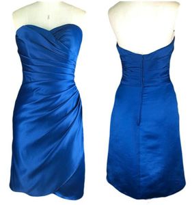 Sexy Short Ruffles Sweetheart Cocktail Party Dresses New Cheap Real Image Short Royal Blue Satin Girls Sheath Tight Prom Dres7304573