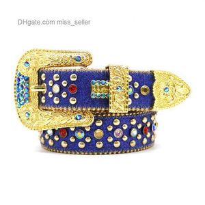 2022 Cinturão de designer BB Simon Men's Rhinestone Belloy Alloy Pin Fiveleled Punk Hip Hop Style Personalidade Moda versátil Belt Miss Seller