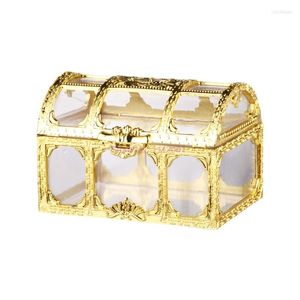 Gift Wrap 100pcs Treasure Chest Candy Box Boite Dragees De Mariage Transparent Wedding Boxes Jewelry Storage