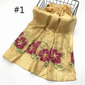 Écharpes en gros de la soie polyester embrodiery châles floraux stômes femmes coton viscose hijab wrap