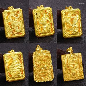 Anhänger Halsketten Vietnam Alluvial Gold Buddha Charms 2022 Design Big Square Dragon Anhänger für Halskette Herstellung von Schmuckbeschlägen