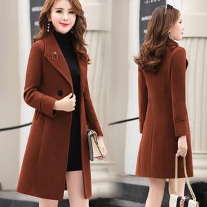 Women's Wool Blends Spring and Autumn Woolen Coat Female Long Large Size Thick Women Jacket Slim Lady Clothing Coats 221129