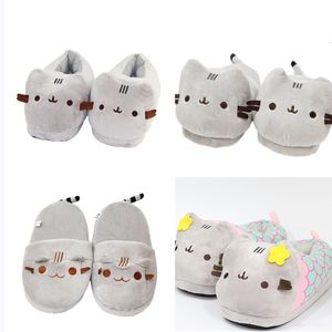 Zapatillas hksng invernal de dibujos animados calientes de cerdo totoro gato unicornio parejas interiores antiskid ropa de referencia zapatos de felpa 221128