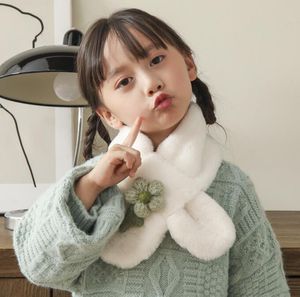 Baby Scarves Autumn Winter Cute Flower Children Knitting Imitate Ribbit Fur Versatile Kids Warm Boy Girl Warmth Neckerchief