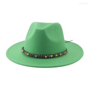 Berets Frauen Hut Winter Hüte Für Mann Fedora Filz Panama Western Cowboy Solide Kette Casual Breite Krempe Sombreros