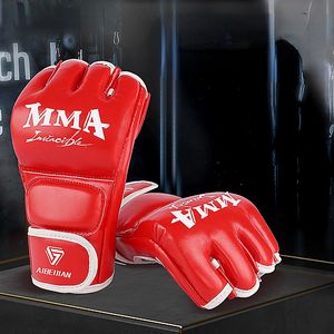 Erwachsene Sanda Training Schutzausrüstung Muay Thai Combat Boxsack Halbfinger-Boxhandschuhe für Herren und Damen