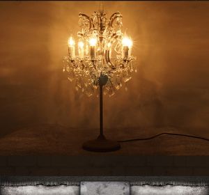 American Retro Crystal Table Lamp Living Room Study Bedroom Rococo Rust Room High-klass ljus